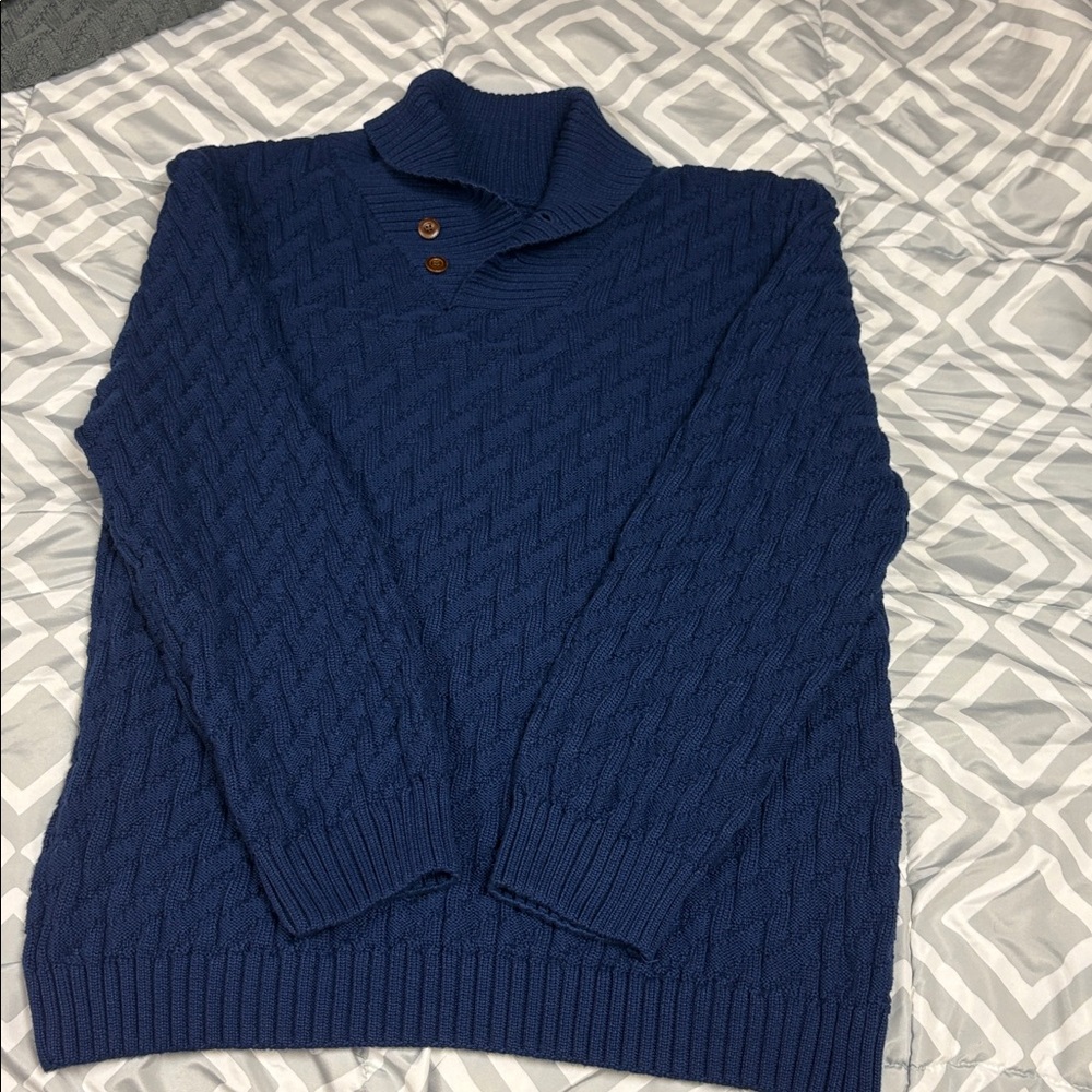 Men's Dark Blue Cable Knit Sweater 4XL